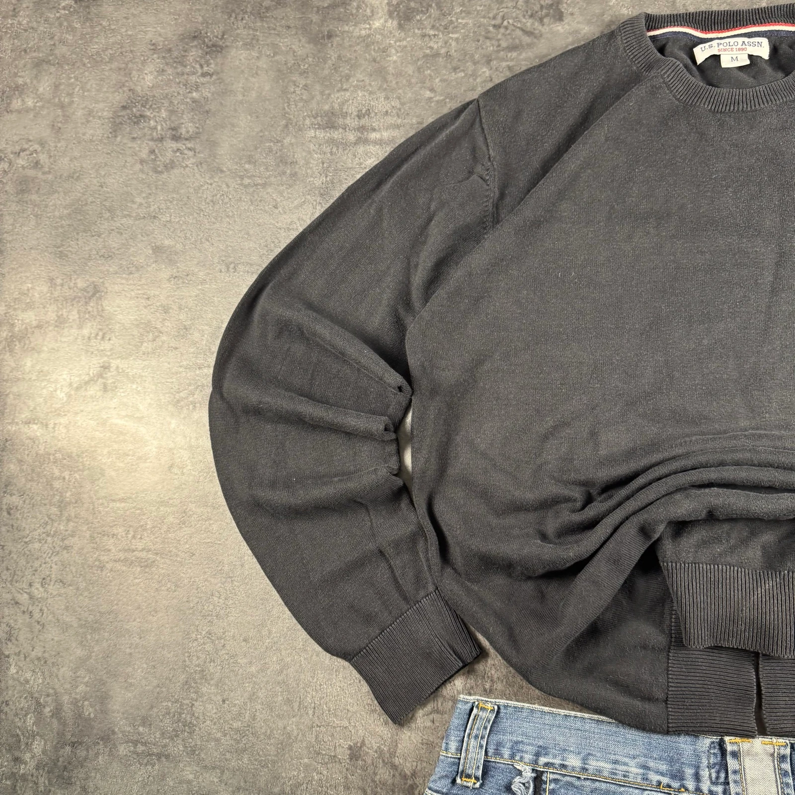 U.S. Polo ASSN Crewneck Sweatshirt Black Cotton Premium Vintage Y2K Luxury Tactical Achieve – photo 2